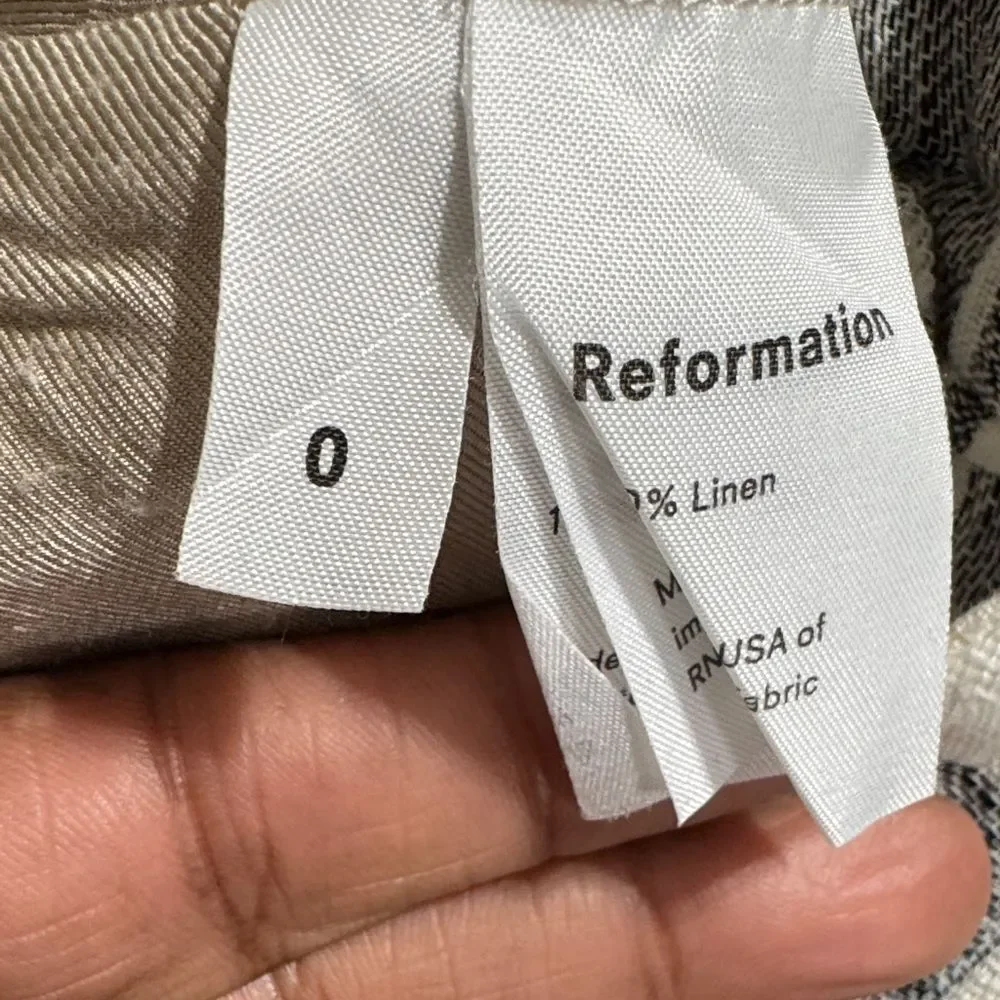 Reformation Striped High Rise Wide-Leg Linen Pants Size 0 Coastal Resort Boho